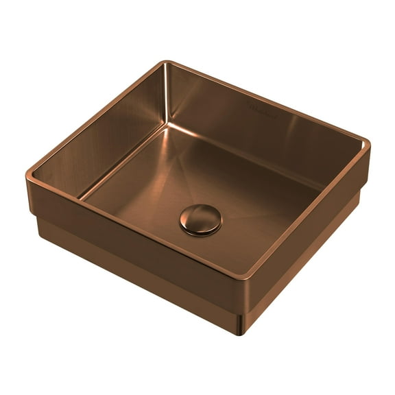 Whitehaus Collection WHNPL1577-CO Noah Plus 10 Gauge Frame & Squared Semi-Recessed Basin Set - Copper