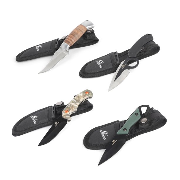 Mossy Oak 4 Piece Fixed Knife Variety Set with Sheaths, 3" Blade Length