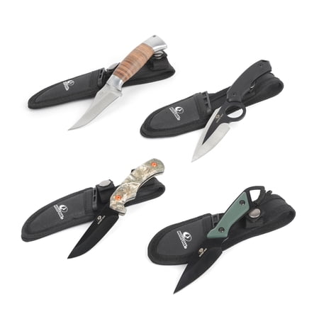 Mossy Oak 4 Piece Fixed Knife Variety Set with Sheaths  3  Blade Length and 4  Handle  Multi-color