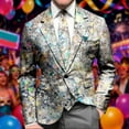 thumbnail image 2 of LRen Men's Sequin Blazer Sparkly Glitter Jacket Shiny Floral Suit Jacket Party Wedding Banquet Prom Tuxedo,S,A2-Silver, 2 of 4