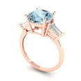 thumbnail image 2 of 3 ctw 3 Stone Anniversary Ring for Women | Cushion Cut Natural Swiss Blue Topaz | Hyperallergenic Solid 18K Rose Gold, 2 of 5
