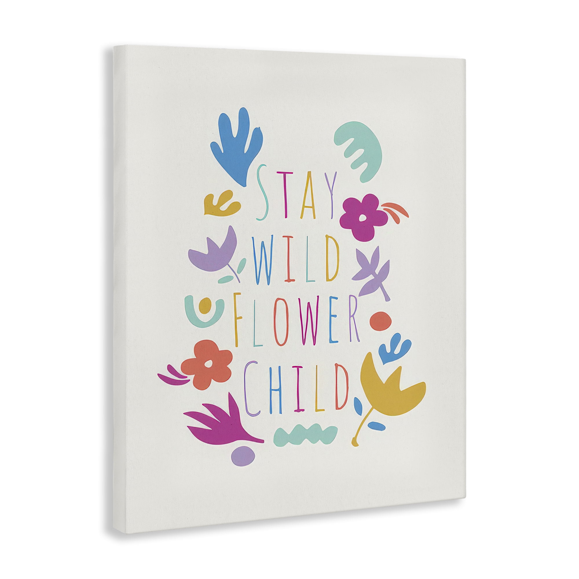 Stupell Industries Stay Wild Flower Child Plants & Flowers Painting Wrapped Canvas Art Print Wall Art, 30 x 40