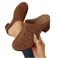 thumbnail image 6 of Ounisa Women Suede Like Clog Mules Closed Round Toe Wooden Look Block Heel Slip On Backless Mules Buckle Strap Casual Footwear Spring Summer, 6 of 7