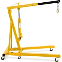 Lumiparty 2T Engine Hoist, Heavy Duty Cherry Picker Shop Crane 4000LB Folding Hydraulic Engine Lift w/ 6 Casters for Garage Workshop Warehouse, Yellow