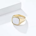 thumbnail image 4 of 15mm Square White Shell Band Stainless Steel Men Women Ring Gold /Silver Sz 6-12, 4 of 7