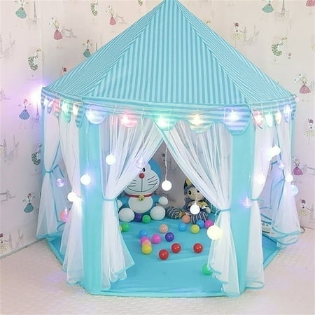 Tents for Girls, Princess Castle Play House for Child, Outdoor Indoor Portable Kids Children Play Tent for Girls Pink Birthday Gift (LED Star