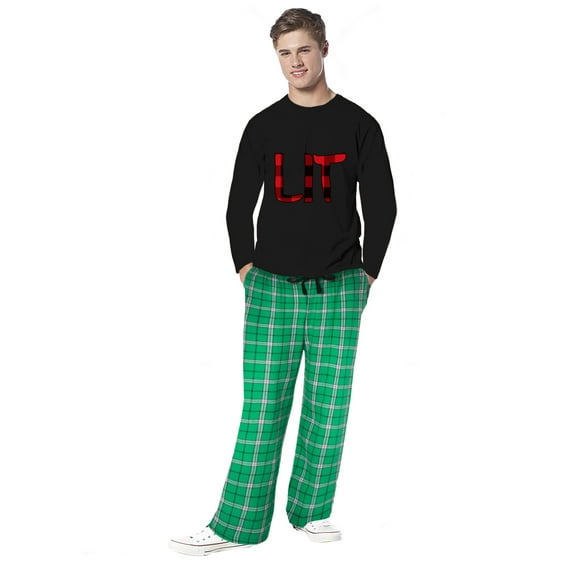 Awkward Styles Family Christmas Pajamas for Men Xmas LIT Plaid Xmas Men Sleepwear Pajamas Set Mens Pajama Sets