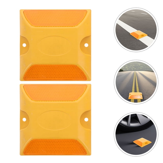 unbranded 2Ud Reflectores Para Vialidad Amarillos De Material Plástico Con Visibilidad