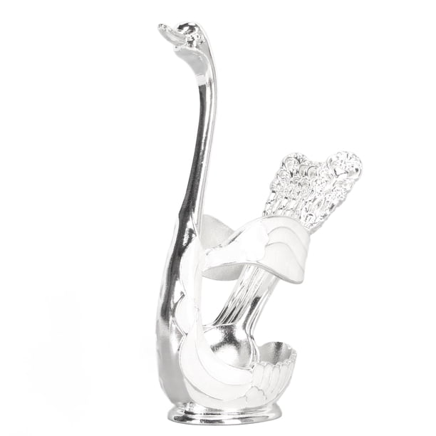 Cucharadita Con Soporte De Base De Cisne, Juego De Cubiertos De Cisne Decorativo Plateado De Aluminio Para Cafetería Para Helado Para Bistró