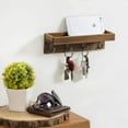 thumbnail image 3 of MyGift 1 Piece Vintage Brown Wood Floating Shelf with 4 Antique Metal Key Hooks, 3 of 7