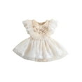 thumbnail image 1 of xiaxaixu Bébé Filles Romper, Manches Mouche Col Rond Dentelle de Fleurs Patchwork une-Ligne Robe, 1 of 9