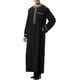 thumbnail image 2 of Kaftan musulmán con estampado para hombre, estilo realeza islámica de Dubái, túnica retro de cuello redondo y mangas largas, abaya holgada, kandoura, 2 of 5