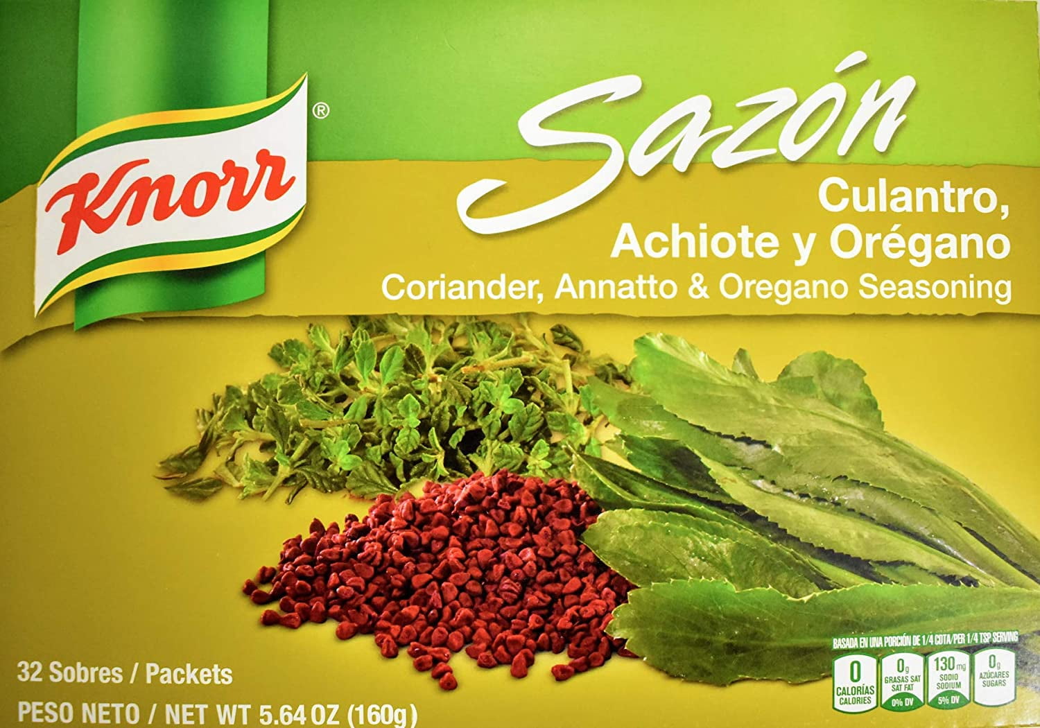 Knorr Sazon Seasoning, Coriander, Annatto & Oregano, Culantro, Achiote