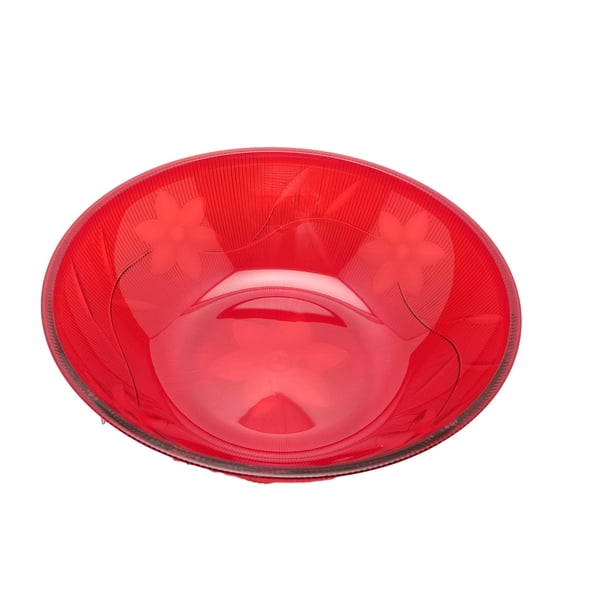 2 clear plastic acrylic serving bowls 64 oz / 2 qt 10" x 3.5" Red