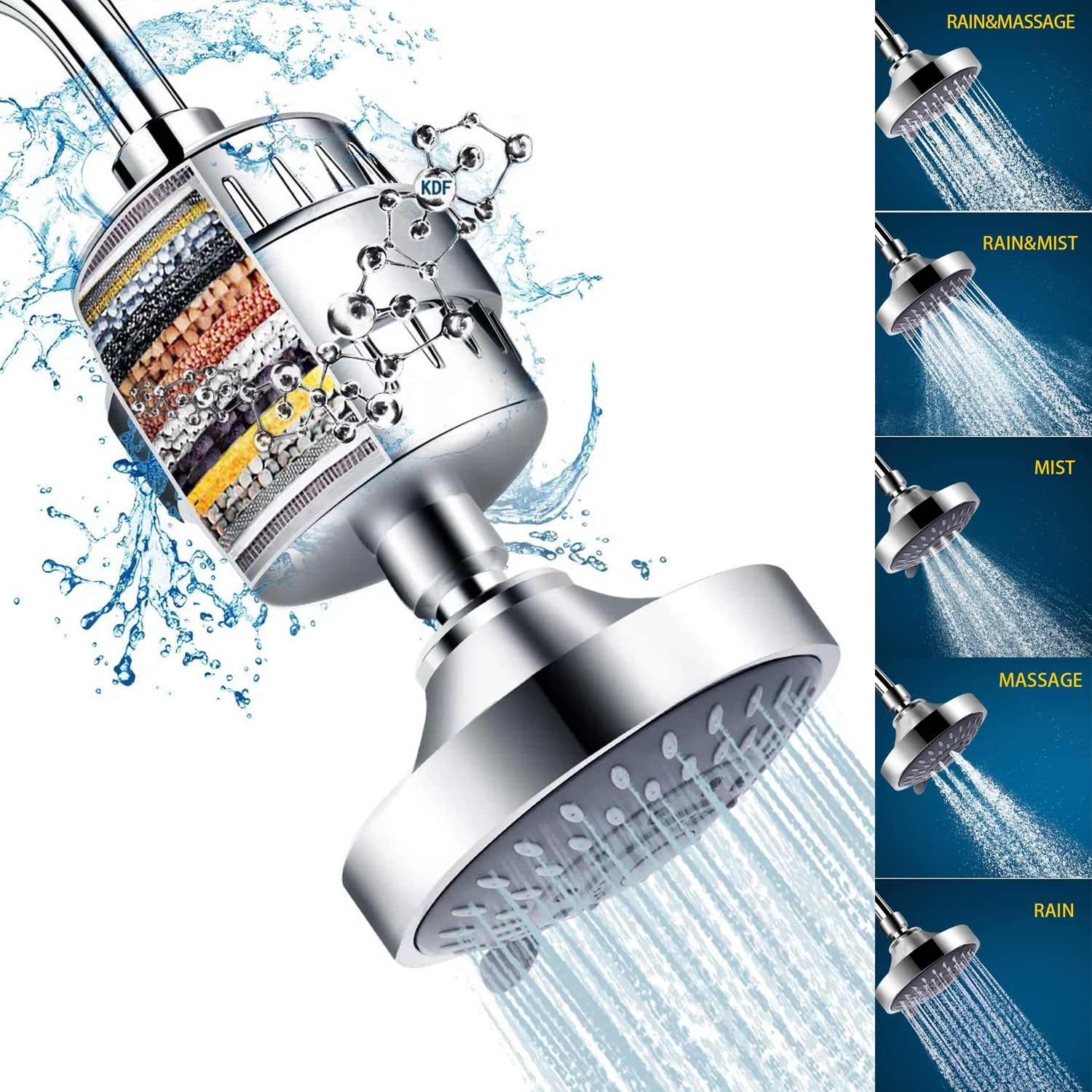 FEELSO Shower Head with Filter, Shower Head and Hard Water Showerhead