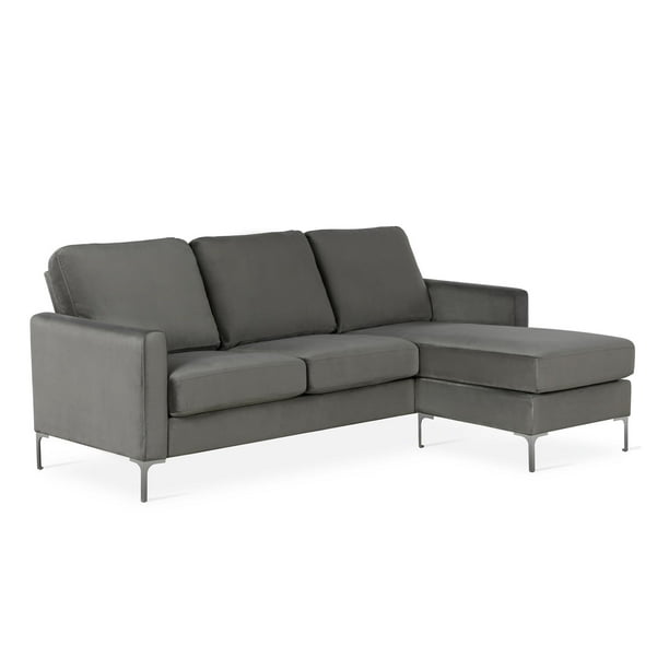Novogratz Chapman Sectional Sofa With Chrome Legs Gray Gray Walmart Com Walmart Com