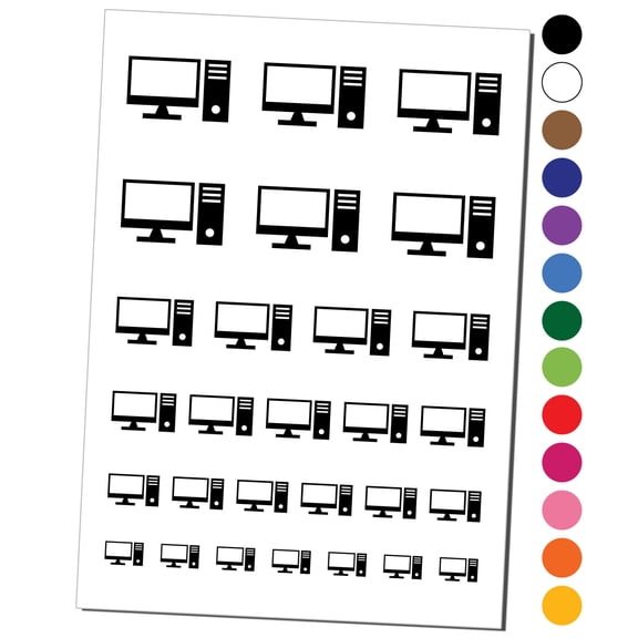 Desktop Computer Icon Water Resistant Temporary Tattoo Set Fake Body Art Collection - Purple