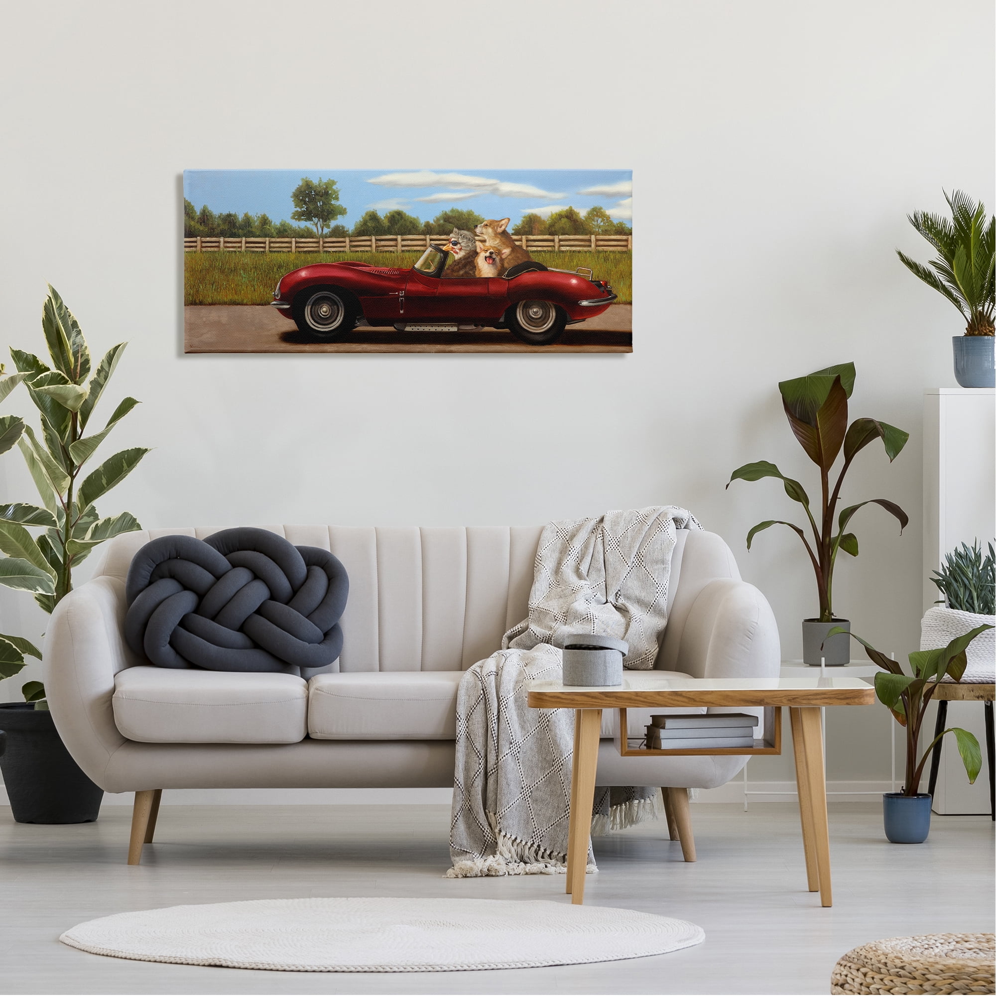 Stupell Industries Animals in Sports Car Animals & Insects Painting Gallery Wrapped Canvas Print Wall Art, 48 x 20