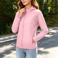 thumbnail image 5 of Women's Plus Size Hooded Sun Protection Jacket Full Zip Elastic Cuff Long Sleeve Sun Sweatshirt Lightweight Outdoor Windbreaker Coats Pink, 5 of 7