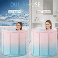 thumbnail image 2 of MINGYI Foldable Bathtub for Adults ,27.5in PVC Portable Soaking Bath Tub for Shower Stall, Freestanding Non-Inflatable Hot Ice Bath Tub for Home Indoors Outdoors Gyms (Blue+Pink), 2 of 10