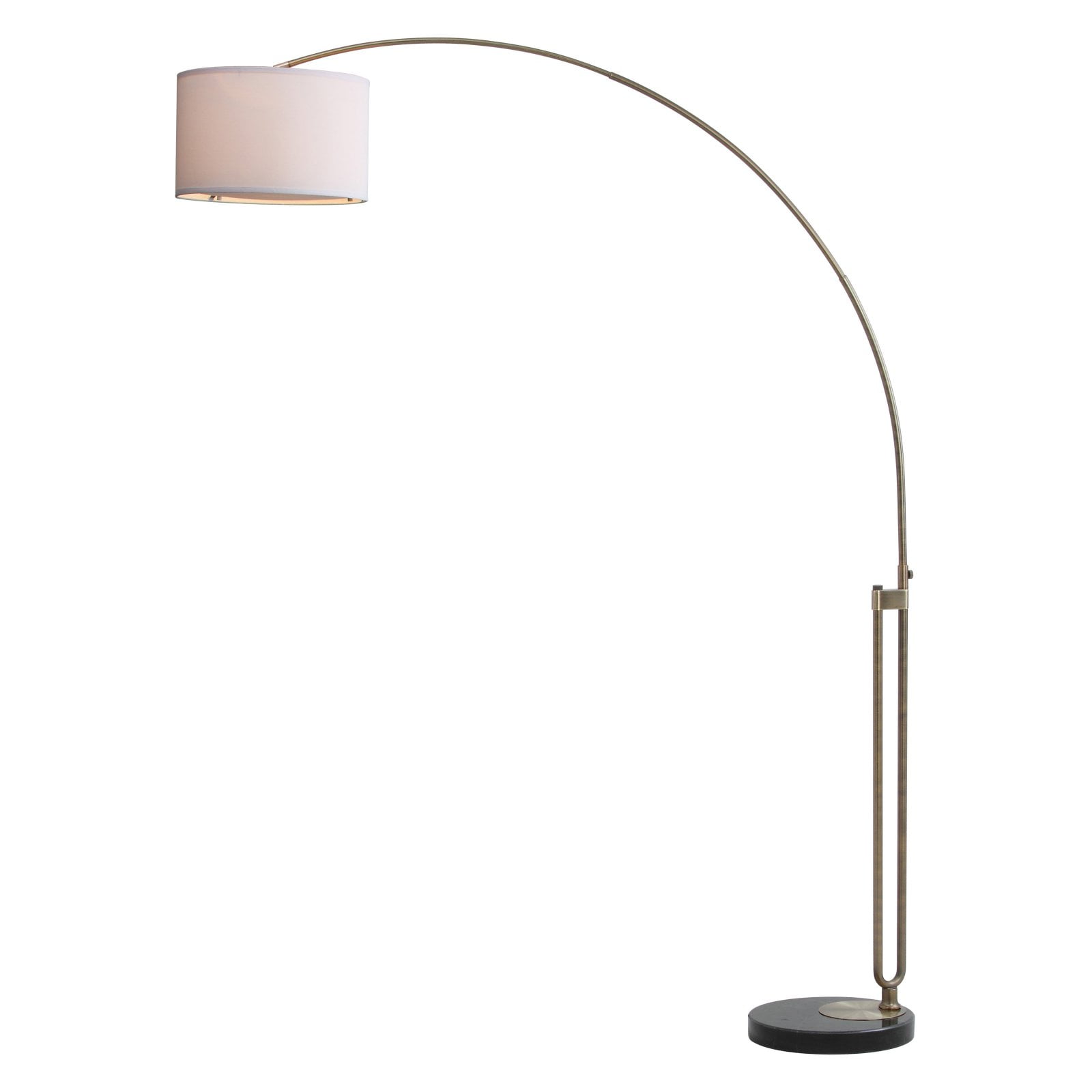 Safavieh Polaris 84 High Arc Floor Lamp With Cfl Bulb Antique Brass Off White Shade