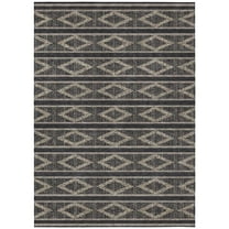HomeRoots 599604 3 x 5 ft. Black & Beige Geometric Washable Indoor & Outdoor Rectangle Area Rug
