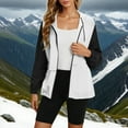 thumbnail image 2 of WMTBSRSW Women's Waterproof Jackets Fashion Color Block Full Zip up Packable Rain Jackets Lightweight Fall Hooded Casual Coat with Big Pockets Black XL, 2 of 8