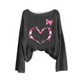 thumbnail image 4 of NuoCaiYun Womens Off The Shoulder Sweater Breast Cancer Awareness Graphic Tshirt Trendy Pink Love Heater Print Pullover Knitted Tops, 4 of 6