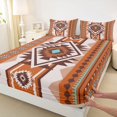 thumbnail image 5 of Manfei Tribal Geometric Aztec Queen Sheets, Southwest Bohemian Queen Sheet Sets, Terracotta and Turquoise, Black Reversible 4pcs1 Flat Sheet + 1 Fitted Sheet + 2 Pillowcases, 5 of 6