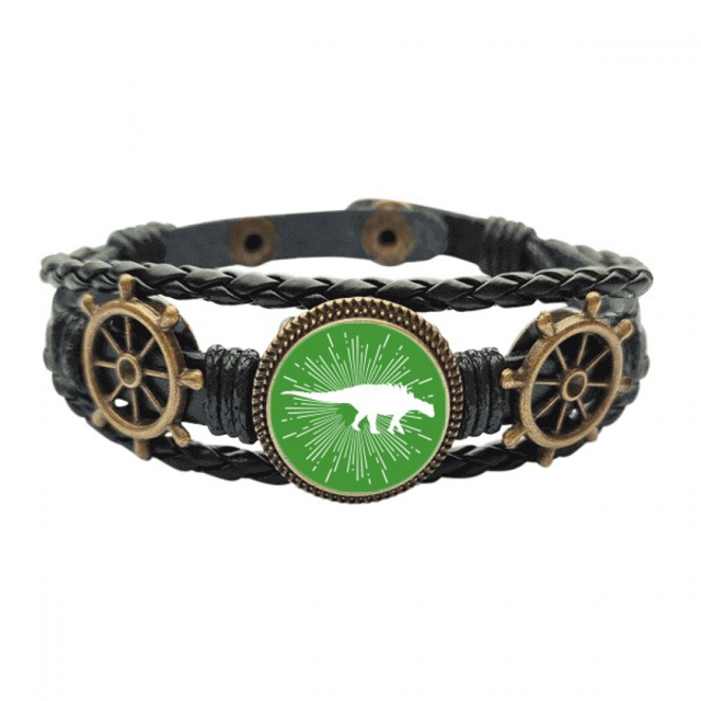 Los animales herbívoros de tiempos antiguos miembros Pulsera marina tejida en cuero