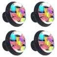 thumbnail image 2 of 4 Pcs Abstract Doodle Knobs for Kitchen Cabinet Cupboard Dresser Bookcase Drawer Pulls Handles Round Home Decor, 2 of 8