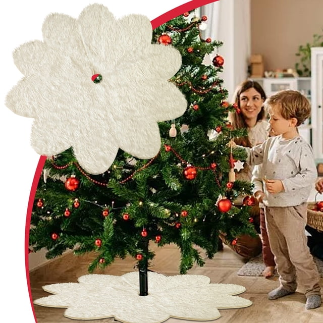 Falda para Árbol de Navidad, Lujoso Diseño de Piel Sintética, Textura Suave y Cálida, Elegante Decoración Invernal, Versátil para El Hogar, La Oficina, La Escuela y Celebraciones Navideñas. Tamaños d