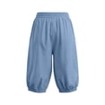 thumbnail image 6 of Jalioing Women's Capri Pants Casual Summer Elastic Waist Cropped Trousers Solid Color Loose Cuffed Capris with Pocket, 6 of 9