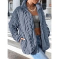 thumbnail image 5 of Winter Fleece Jacket for Women Zipper Stand Collar Casual Coats with Pockets Lake Blue M, 5 of 7