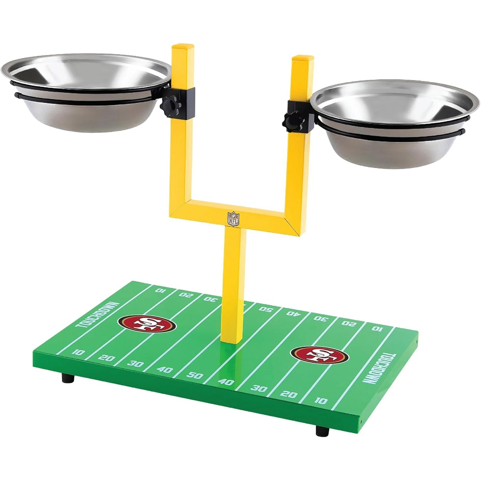 Pets First NFL Goalpost Elevated Dog Feeder Stainless Steel & Adjustable