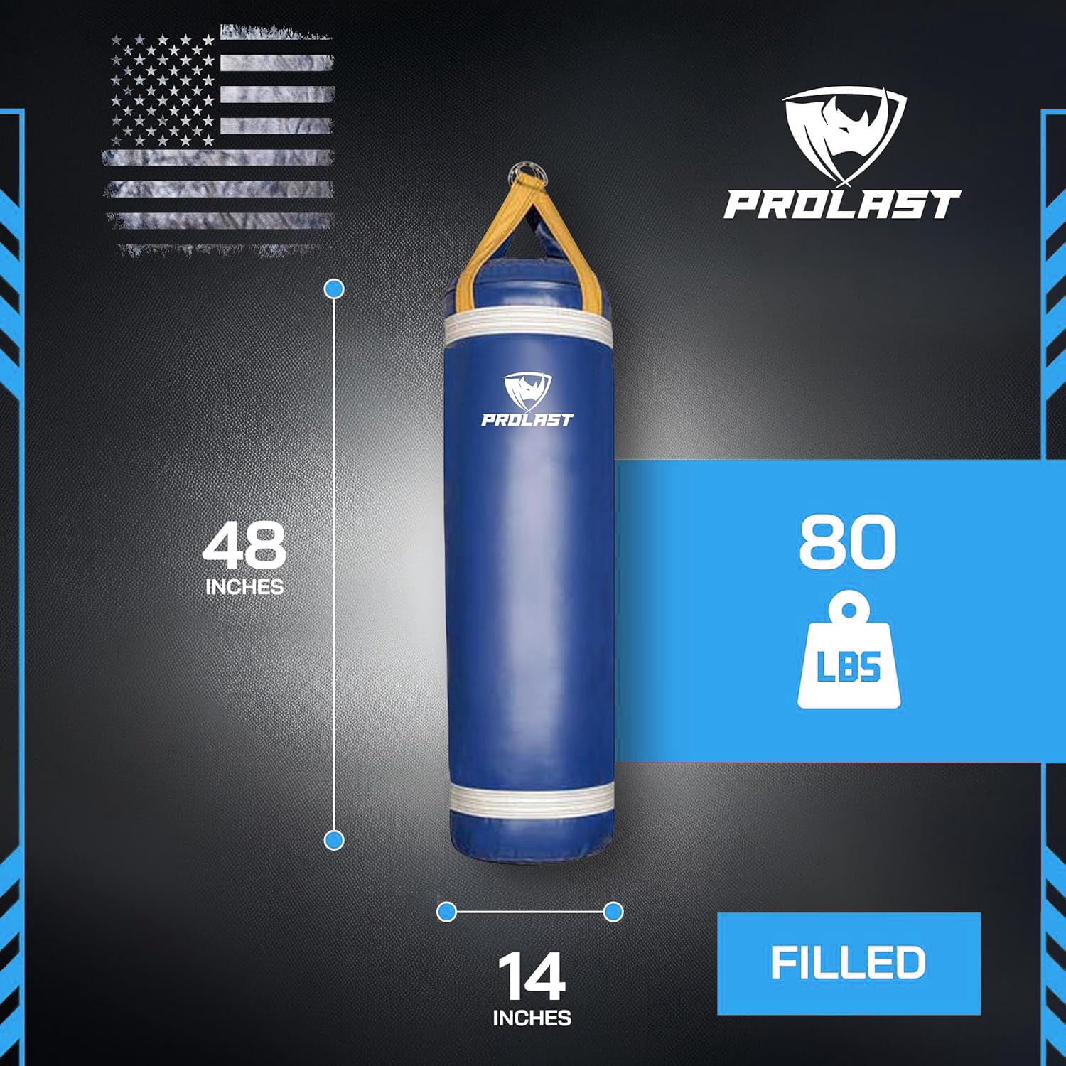 PROLAST Heavy Punching Bag 4 ft UNFILLED -Great for Boxing, MMA, Muay Thai - Unfilled ( Blue )