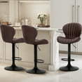 thumbnail image 2 of EOP Swivel Bar Stools Set of 2, Modern Upholstered Adjustable Height Counter Stools with Footrest, Faux Leather Upholstered BarStools with Metal Frame, Bar Chairs with Backrest, Brown, 2 of 10