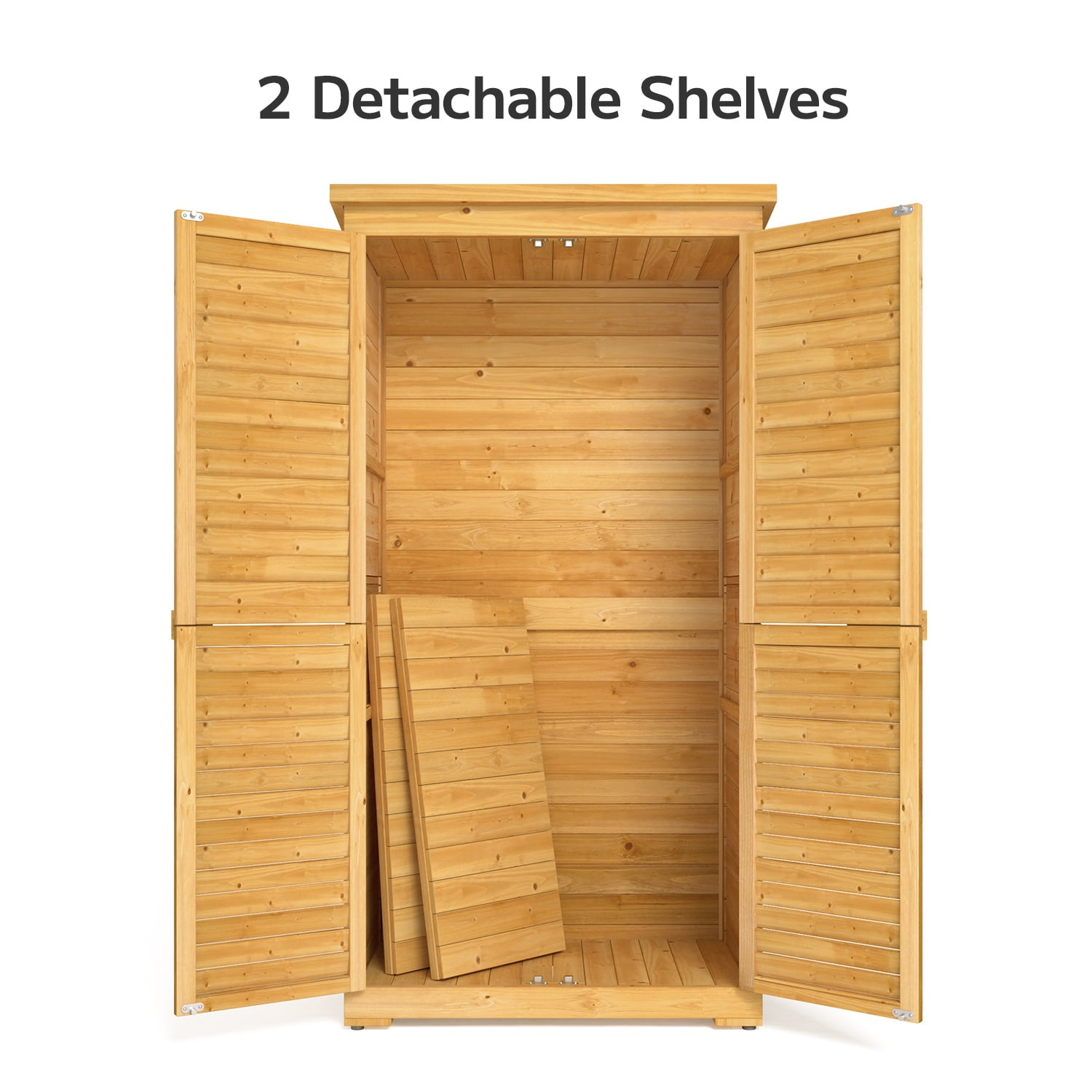 Asofer Outdoor Storage Shed, Storage Cabinet Clearance, Wooden Tool Shed, Deck Cabinet for Outside Patio Lawn