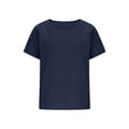 thumbnail image 5 of Horrkom Linen Tops for Women Solid Color Crew Neck Short Sleeve Tops Summer Loose Casual Tops M, 5 of 6