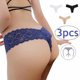 thumbnail image 1 of Juego de 3 bragas de encaje para mujer, patrón de tejido de punto, ropa interior, calzoncillos de cintura baja para mujer, color piel blanco y negro M, 1 of 15