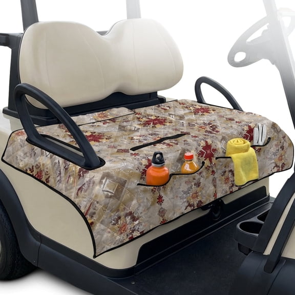 Whosucclay 4 Convenient Pockets Folding Golf Cart Seat Covers for Club Car, Universal Fit Seat Cushion Cover Easy Install Golf Cart Seat Covers, Geometric Print