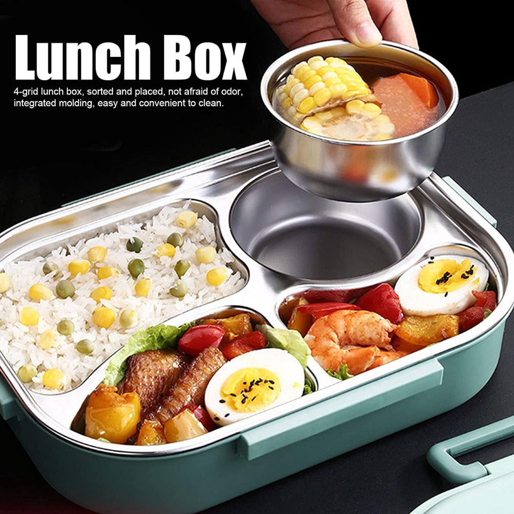 Bento Box 1.5L Lunch Box 4 Compartments Thermal Insulated Hot Food