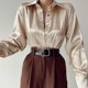 thumbnail image 1 of Mujeres 2022 elegante satén sólido blusas de manga larga mujer Chic Vintage azul verde Casual suelta ajuste botones abajo camisas Tops Tan Jianjun  unisex, 1 of 2