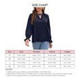 thumbnail image 4 of Blusa con escote en V, manga larga, puños con volantes, lazo, cordón, volante, cuello alto, blusas casuales para mujer, azul real S, 4 of 5