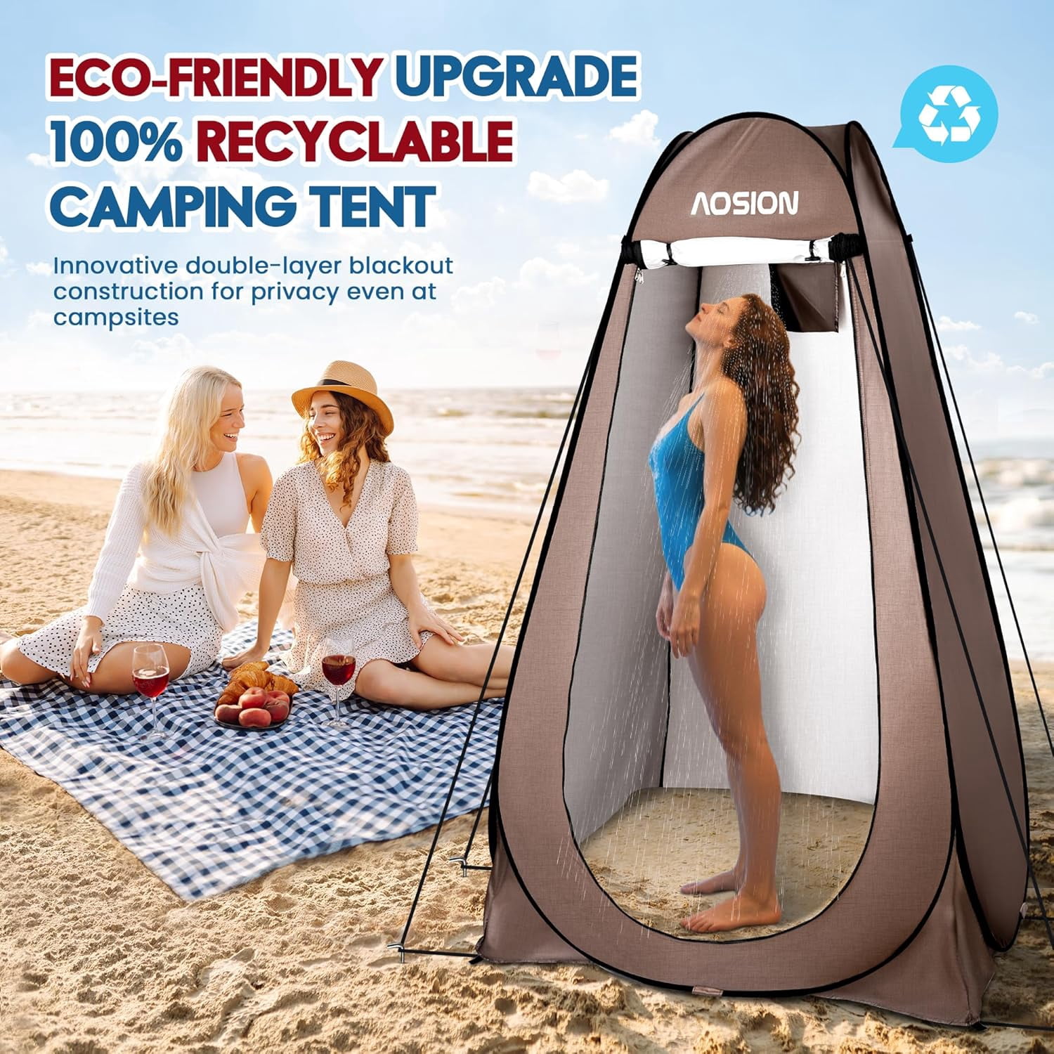 Privacy Shower Tent,Pop Up Changing Tent,Camp Bathroom Changing Dressing Room,Sun Sunshade Canopy Outdoor Rain Shelter for Camping Hiking Beach Picnic Fishing. (Browm)