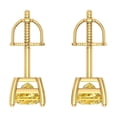 thumbnail image 4 of 14K Solid Gold Screw Back Stud Earrings for Women | 1 cttw Princess Cut Simulated Yellow Diamond | Yellow Gold, 4 of 5