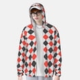 thumbnail image 2 of Balery Red and black argyle Sudadera ligera de manga larga con capucha y protección solar UPF 50+ para hombre y mujer, ideal para pesca y running-Medium, 2 of 7