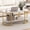White+gold, variant on GlowPlume Industrial Wooden Oval Coffee Table, Mid Century Center Accent Tea Table with Open Storage Shelf & Heavy-Duty Metal Frame, 2-Tier Cocktail Table for Living Room Study Home, Rustic Brown