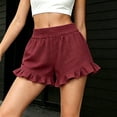 thumbnail image 2 of Admvng Womens Ruffled Hem Shorts Elastic Waist Casual Fit Everyday Wear, 2 of 5