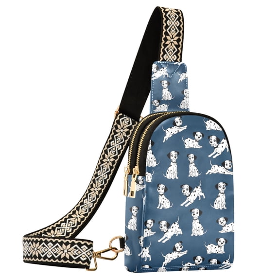 ALAZA Cartoon Dalmatian Dog Sling Bag for Women Men Waterproof Crossbody Chest Bags